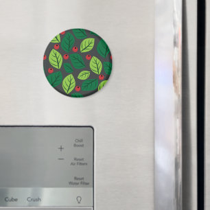 Grüne Blätter, rote Berries, Muster von Blätter Magnet