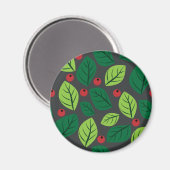 Grüne Blätter, rote Berries, Muster von Blätter Magnet (Vorderseite/Rückseite)