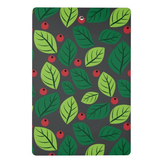 Grüne Blätter, rote Berries, Muster von Blätter Mini Klemmbrett (Rückseite)