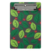 Grüne Blätter, rote Berries, Muster von Blätter Mini Klemmbrett (Vorderseite)