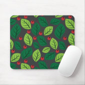 Grüne Blätter, rote Berries, Muster von Blätter Mousepad (Mit Mouse)