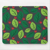 Grüne Blätter, rote Berries, Muster von Blätter Mousepad (Vorne)