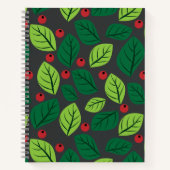 Grüne Blätter, rote Berries, Muster von Blätter Notizblock (Vorderseite)