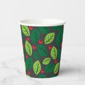 Grüne Blätter, rote Berries, Muster von Blätter Pappbecher (Links)