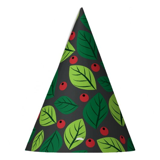 Grüne Blätter, rote Berries, Muster von Blätter Partyhütchen (Links)