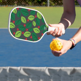 Grüne Blätter, rote Berries, Muster von Blätter Pickleball Schläger