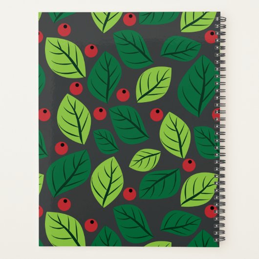 Grüne Blätter, rote Berries, Muster von Blätter Planer (Rückseite)