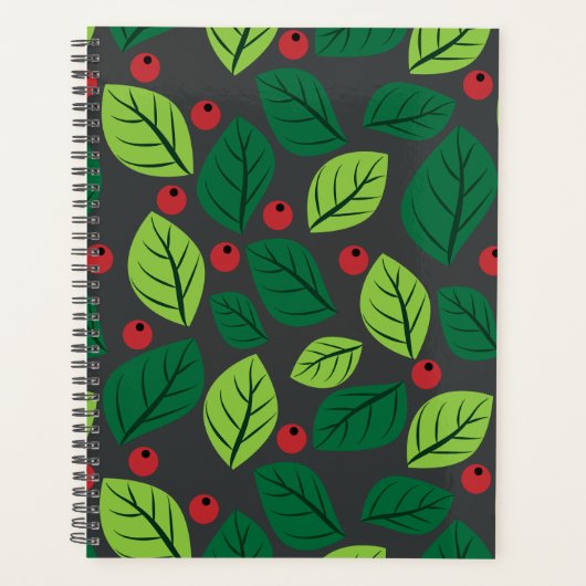 Grüne Blätter, rote Berries, Muster von Blätter Planer (Vorderseite)
