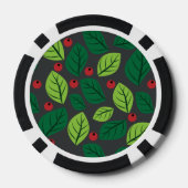 Grüne Blätter, rote Berries, Muster von Blätter Pokerchips (Rückseite)