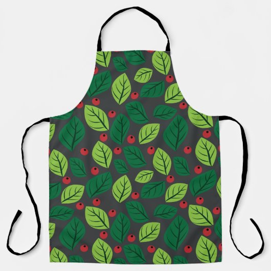 Grüne Blätter, rote Berries, Muster von Blätter Schürze (Vorderseite)