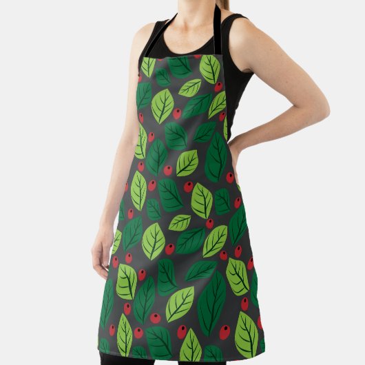 Grüne Blätter, rote Berries, Muster von Blätter Schürze (InSitu)