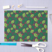 Grüne Blätter, rote Berries, Muster von Blätter Seidenpapier (Handwerk)