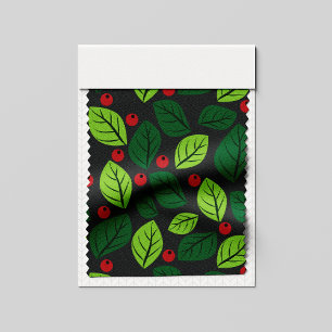 Grüne Blätter, rote Berries, Muster von Blätter Stoff