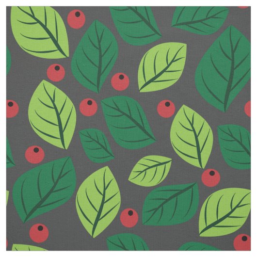 Grüne Blätter, rote Berries, Muster von Blätter Stoff (Muster)