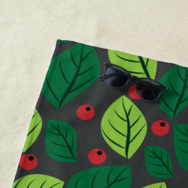 Grüne Blätter, rote Berries, Muster von Blätter Strandtuch