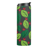 Grüne Blätter, rote Berries, Muster von Blätter Thermosbecher (Nach links gedreht)