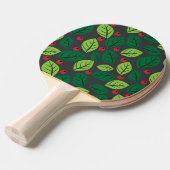 Grüne Blätter, rote Berries, Muster von Blätter Tischtennis Schläger (Vorderseite)