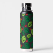 Grüne Blätter, rote Berries, Muster von Blätter Trinkflasche (Links)