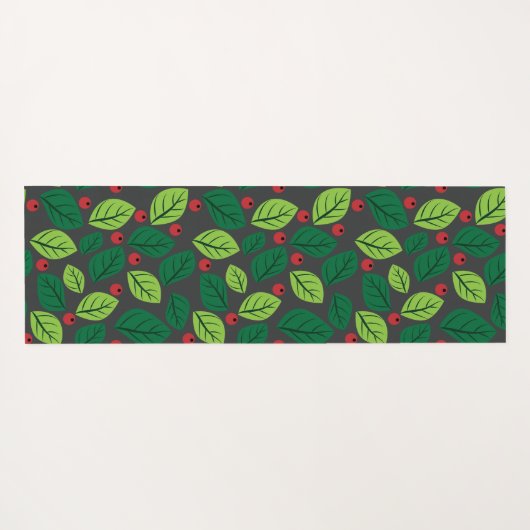 Grüne Blätter, rote Berries, Muster von Blätter Yogamatte (Rückseite (Horizontal))