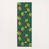 Grüne Blätter, rote Berries, Muster von Blätter Yogamatte (Rückseite)