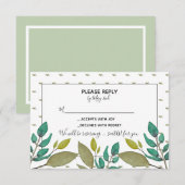 Grüne Blätter RSVP Card Karte (Vorne/Hinten)