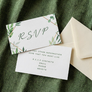 Grüne Blätter, RSVP-Hochzeit Begleitkarte