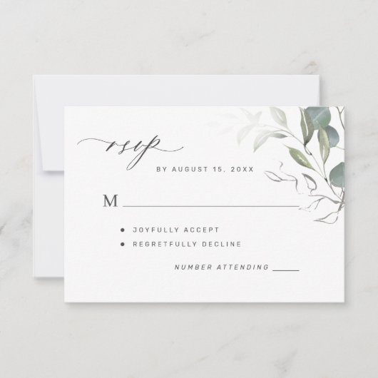 Grüne Blätter RSVP Karte (Vorderseite)