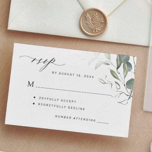 Grüne Blätter RSVP Karte
