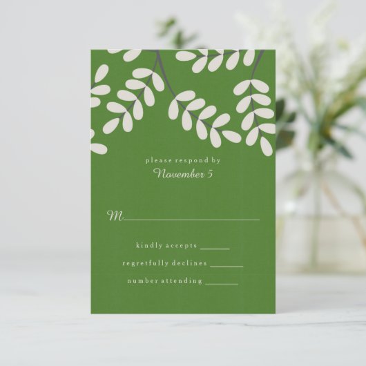 Grüne Blätter RSVP-Karten RSVP Karte (Stehend Vorderseite)
