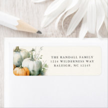 Grüne Blätter Rustic Fall Pumpkin Rücksendeadresse