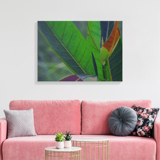 Grüne Blätter schließen Leinwanddruck (Insitu (Wohnzimmer))
