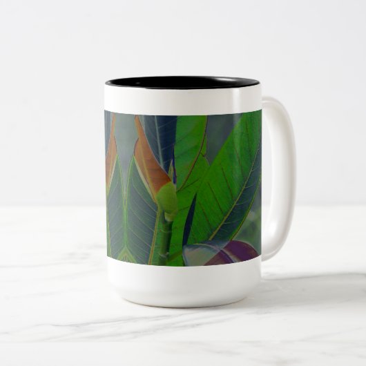 Grüne Blätter schließen Zweifarbige Tasse (VorderseiteRechts)