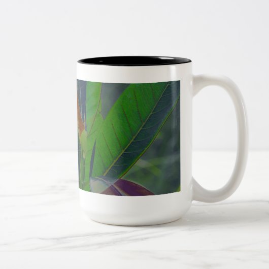 Grüne Blätter schließen Zweifarbige Tasse (Rechts)