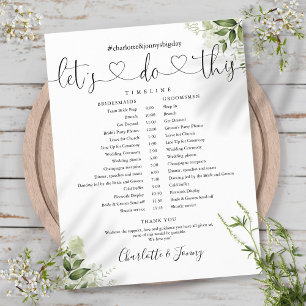 Grüne Blätter Schrift Hochzeitsplan Zeitachse