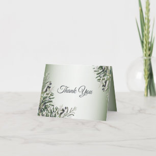 Grüne Blätter Schwarze Olive Elegante Hochzeit Dankeskarte