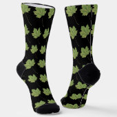 Grüne Blätter Schwarze Socken (Gewinkelt)