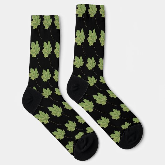 Grüne Blätter Schwarze Socken (Rechts)