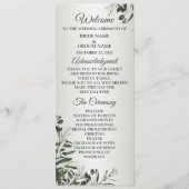 Grüne Blätter Schwarzes Olive Elegante Hochzeit Programm (Vorderseite)