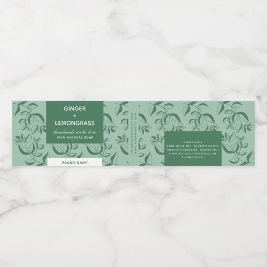 Grüne Blätter - Seifenkennzeichnung Wasserflaschenetikett (Einzelnes Label)