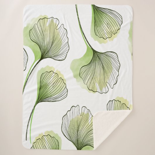 Grüne Blätter Sherpadecke (Vorderseite)