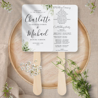 Grüne Blätter Signature Script Wedding Programm Fächer