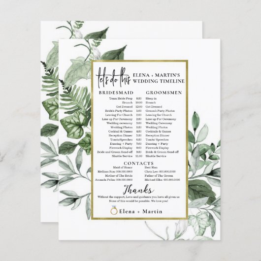 Grüne Blätter Skripttext Hochzeitstag Zeitleiste (Vorne/Hinten)