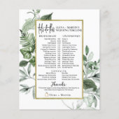 Grüne Blätter Skripttext Hochzeitstag Zeitleiste (Vorderseite)