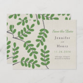 Grüne Blätter Speichern Sie die Datumskarten Save The Date (Vorne/Hinten)