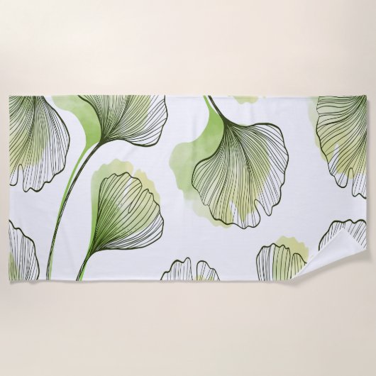 Grüne Blätter Strandtuch (Vorderseite)