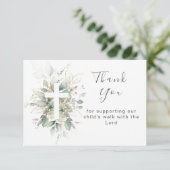 Grüne Blätter Taufe Vielen Dank Karte (Stehend Vorderseite)