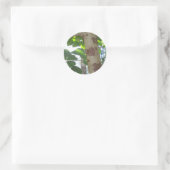 grüne Blätter und Baumstamm mit cooler Rinde Runder Aufkleber (Tasche)