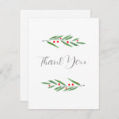 Grüne Blätter und Beeren Dankeskarte (Vorne/Hinten)