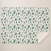 Grüne Blätter und Blume in Weiß Sherpadecke (Vorderseite (Horizontal))