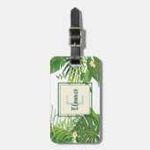 Grüne Blätter und Blume tropische Monogramm Gepäckanhänger (Vorderseite vertikal)